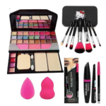 Pro Ultra 7pcs Makeup Brush set with Tya 6155 Makeup Kit + 2 pc Blender Puff and 3IN1 (KAJAL+MASCARA+EYELINER) Combo (Pack of 6)  (6 Items in the set)